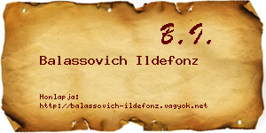 Balassovich Ildefonz névjegykártya